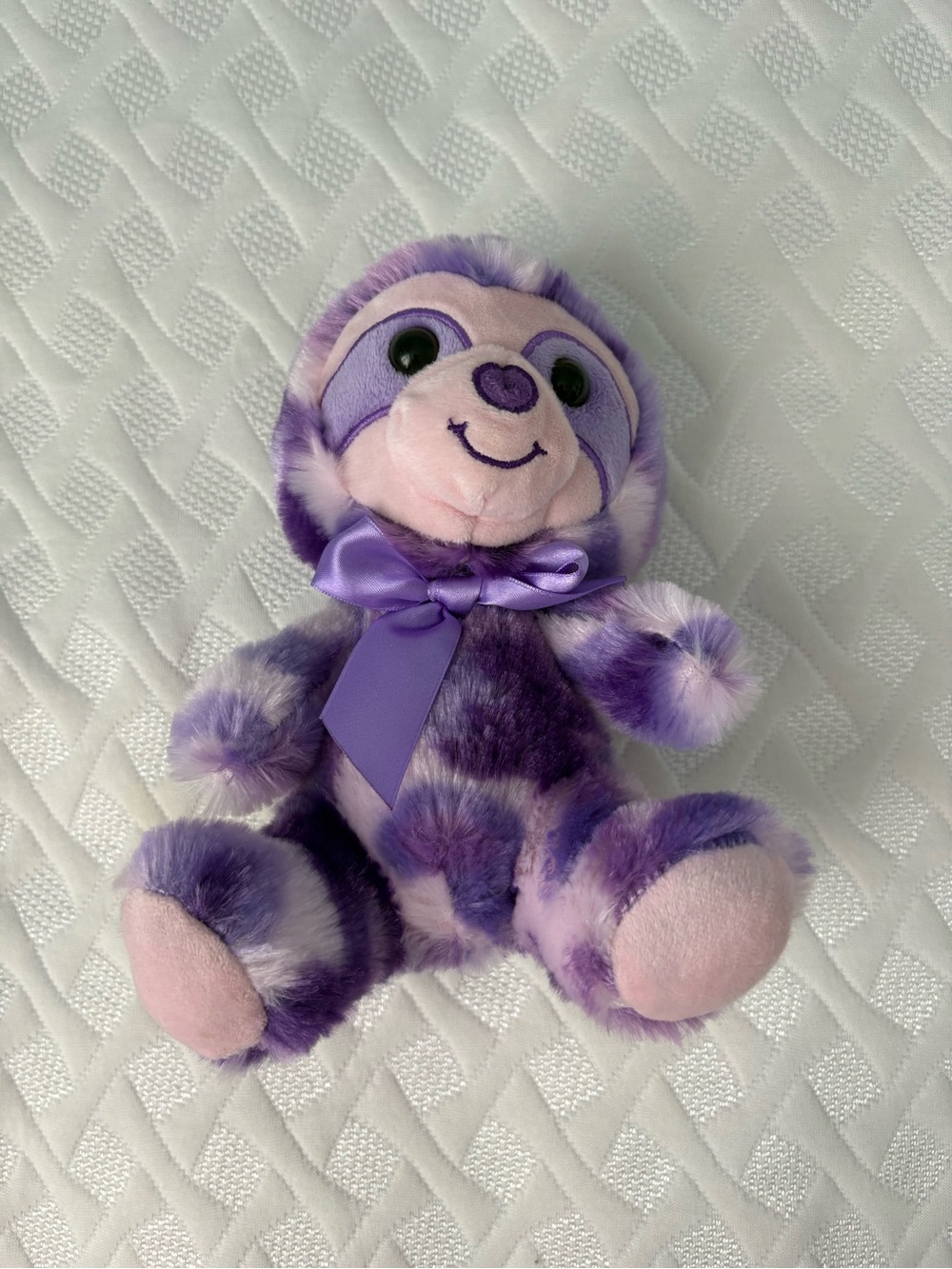 Purple Plush Sloth with Satin Bow